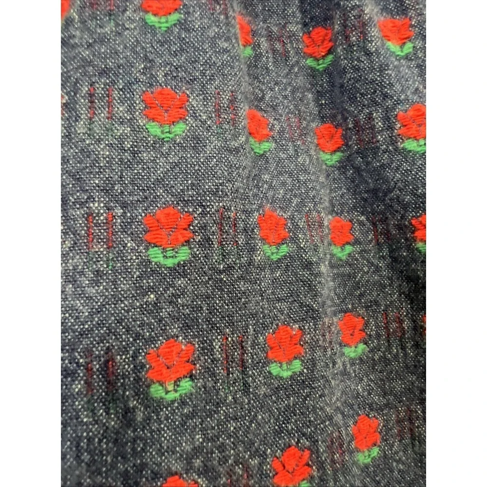 Rare Vintage OshKosh B'Gosh Floral Rose Denim Jumper Dress 18M Made in USA
